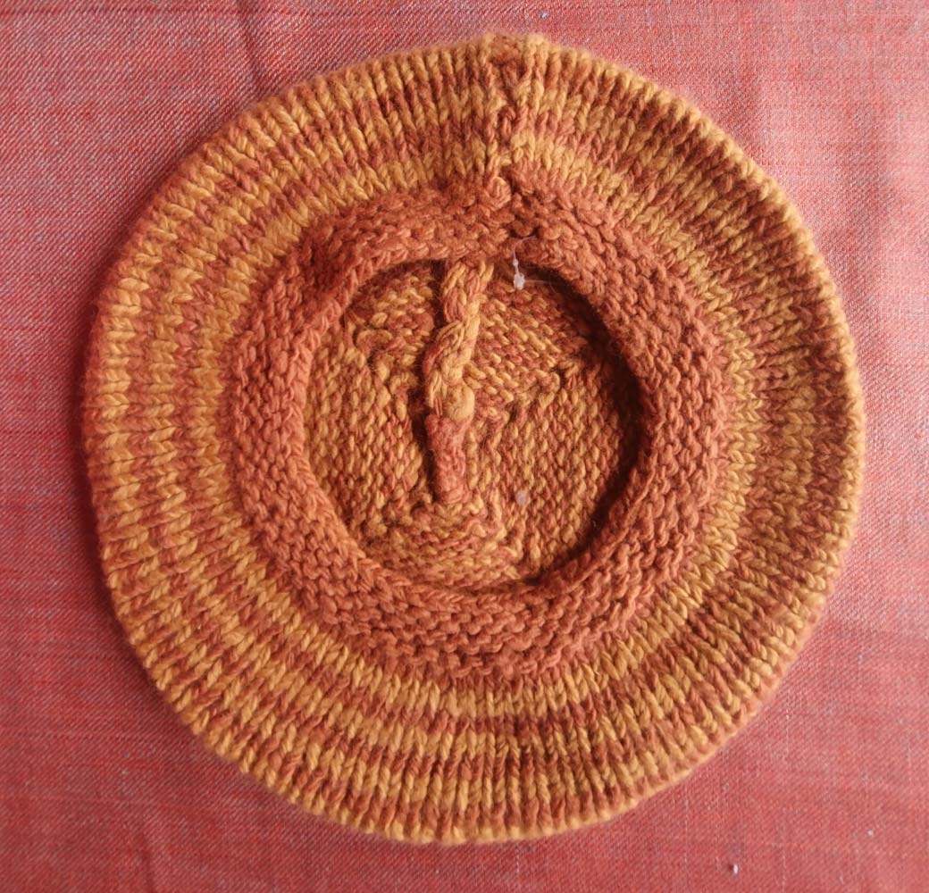 Yellow-Orange Angora Merino Beret Cap - Image 2