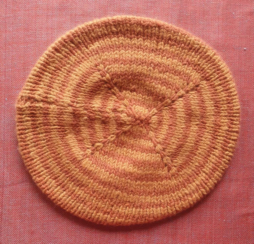 Yellow-Orange Angora Merino Beret Cap
