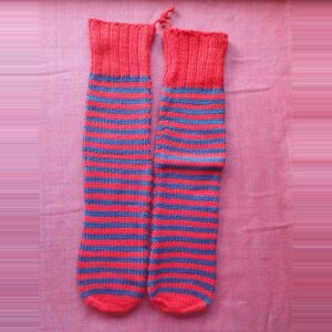 Red-Blue Merino Heel Less Socks