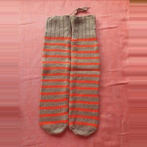 Brown-Orange Merino Heel Less Socks