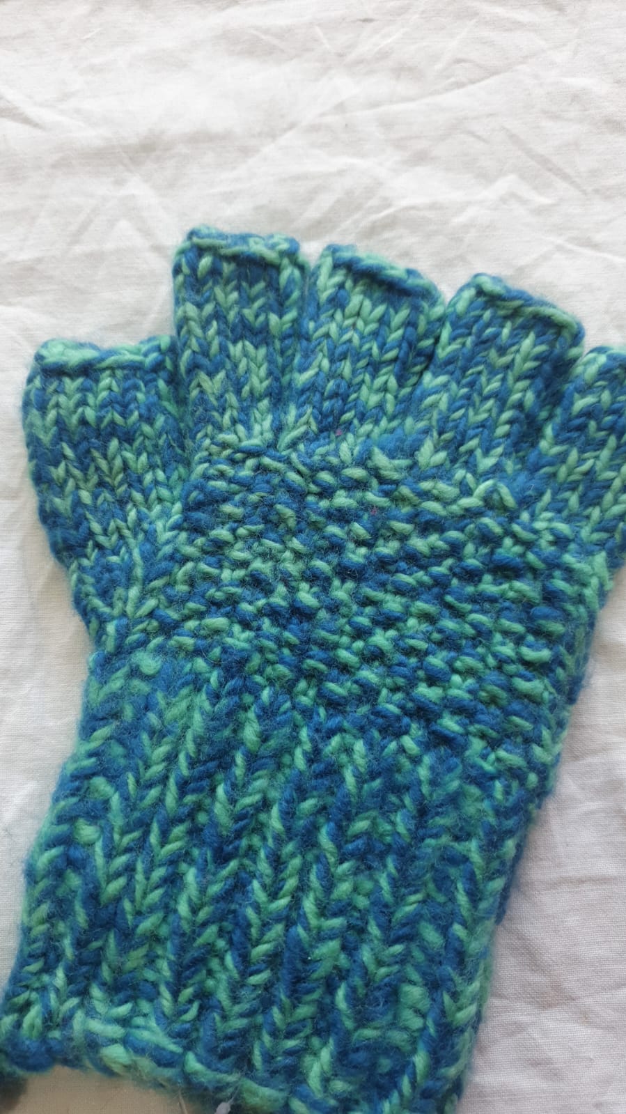 Blue Merino Half Gloves - Image 2