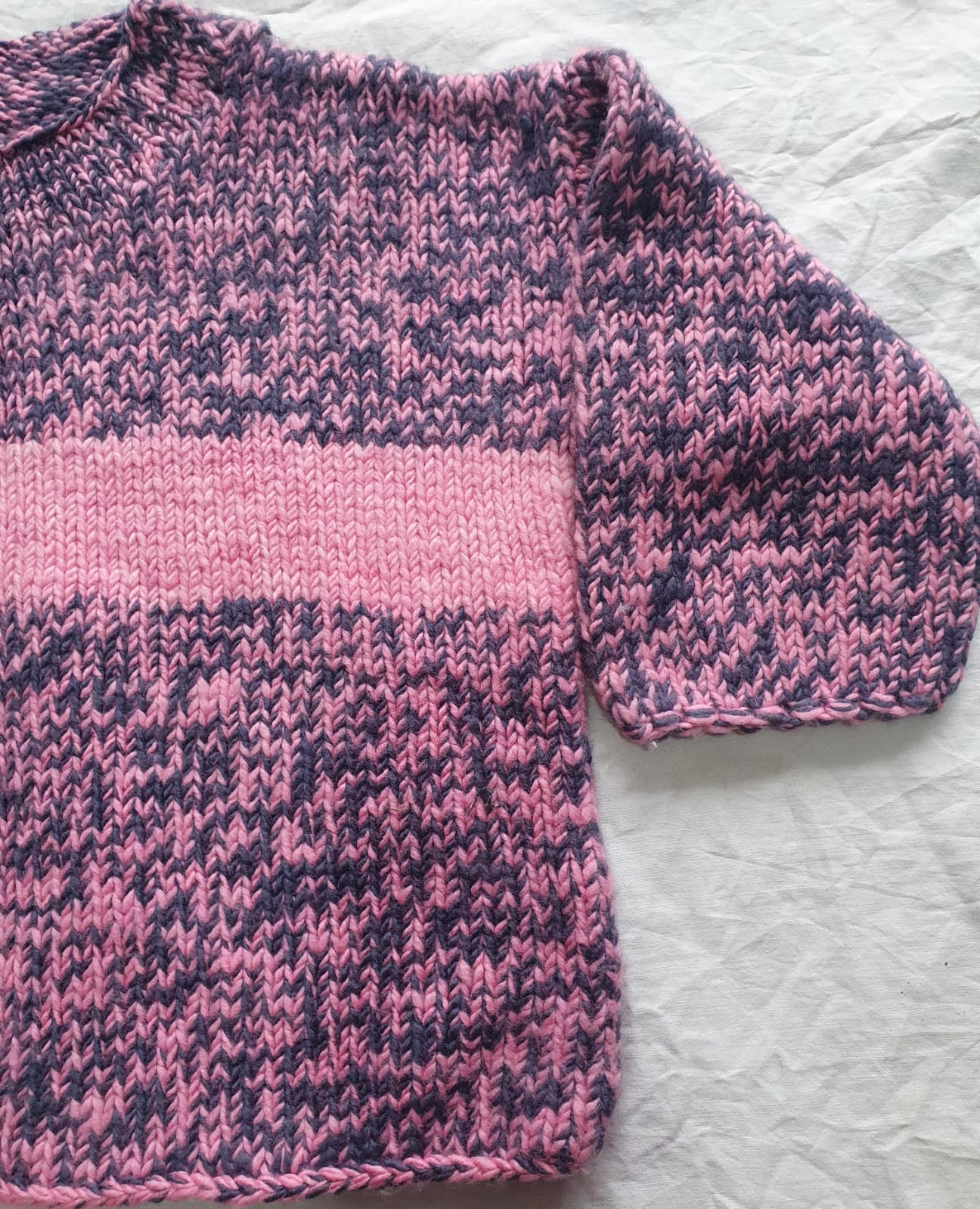 Pink-Black Merino Kids Cardigan - Image 3