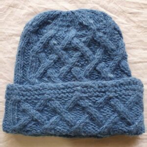 Navy Blue Angora Fold Cap