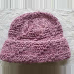 Pink Angora Fold Cap
