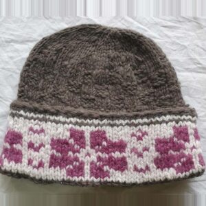 Olive-White Angora Fold Cap