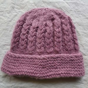 Pink Angora Fold Cap
