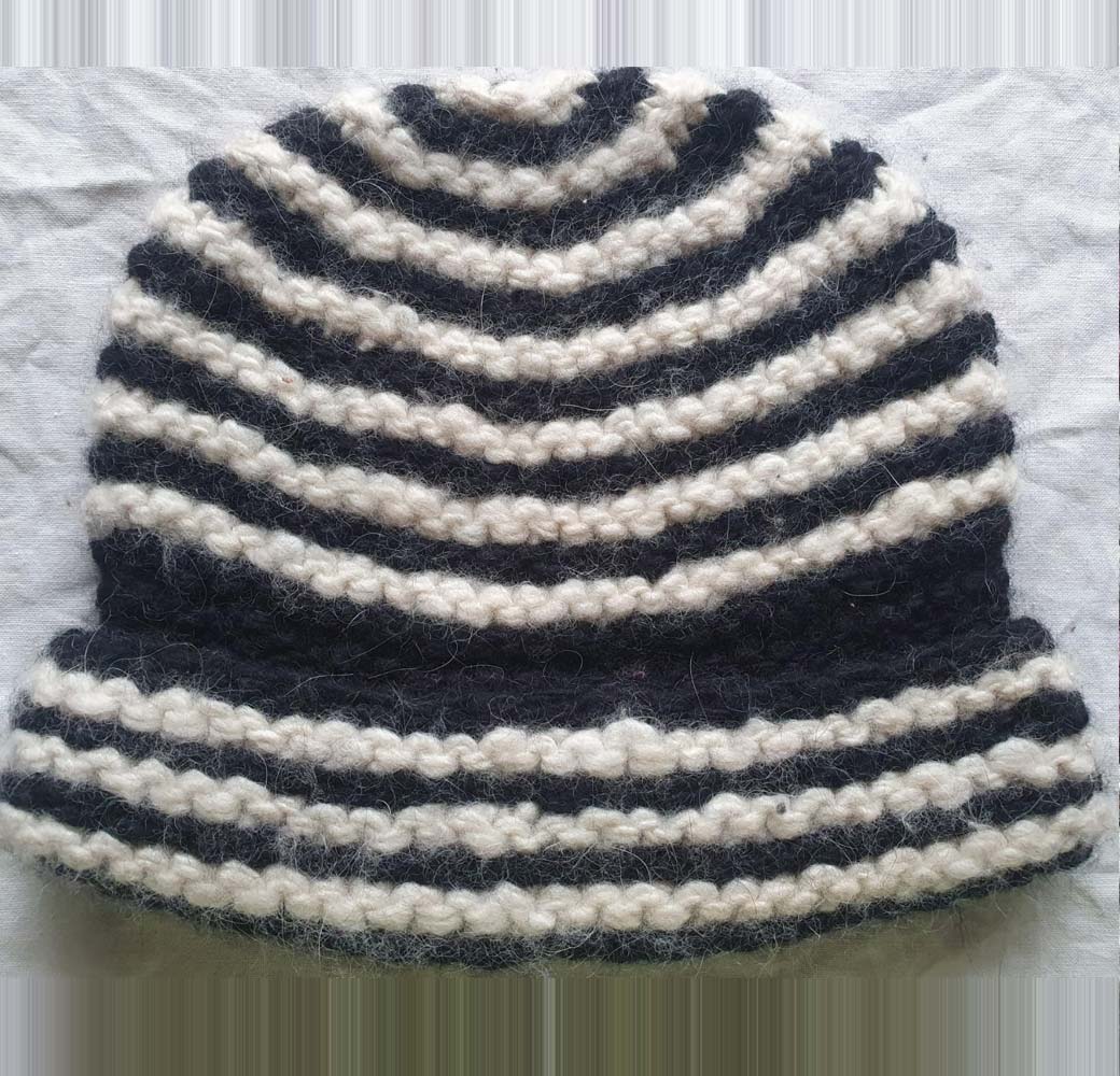 Black-Beige Merino Kids Fold Cap - Image 2