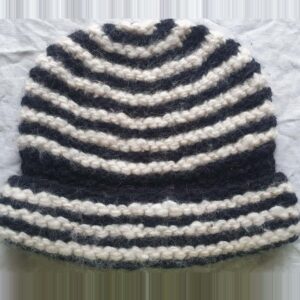 Black-Beige Merino Kids Fold Cap