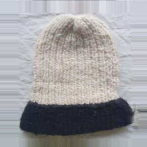 White-Black Angora-Merino Kids Fold Cap