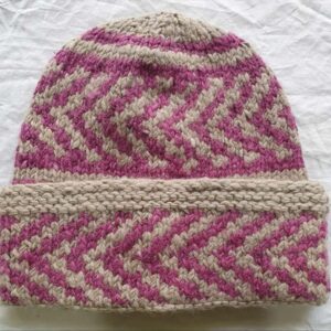 Pink-Beige Angora Fold Cap