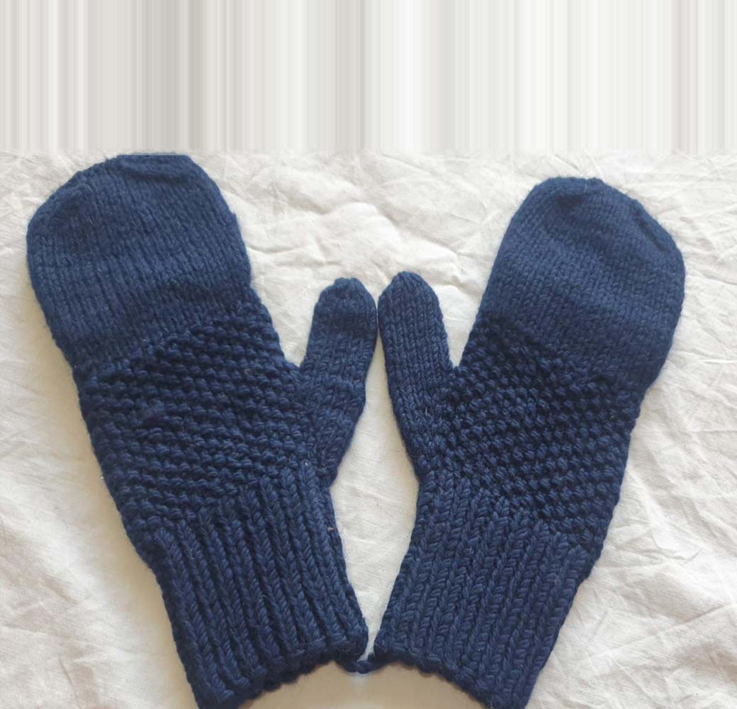 Navy Blue Merino Cap Gloves