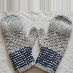 Beige-Blue Merino Cap Gloves