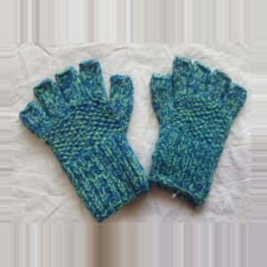 Blue Merino Half Gloves