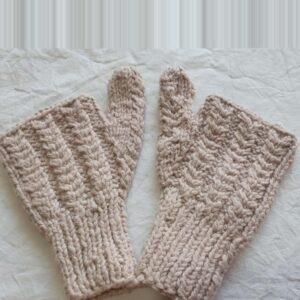 Beige Angora Half Gloves Himalayan