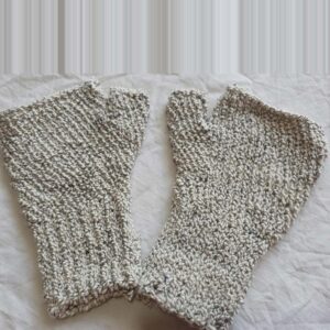 Beige Designer Angora & Merino Half Gloves