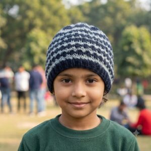 Black-Gray Cashmere Cap