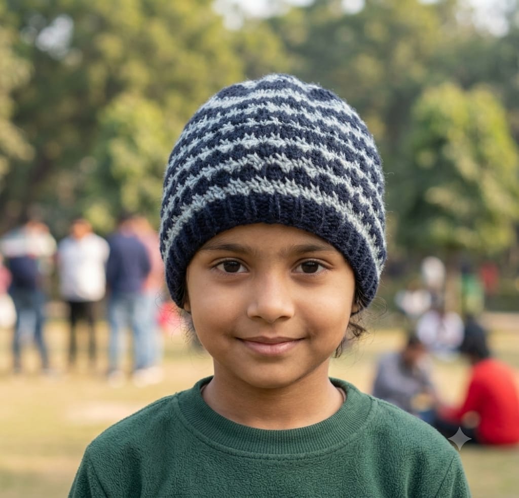 Black-Gray Cashmere Cap