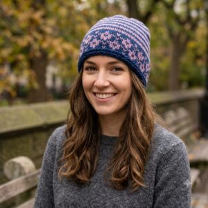 Blue-Pink Long Angora Cap