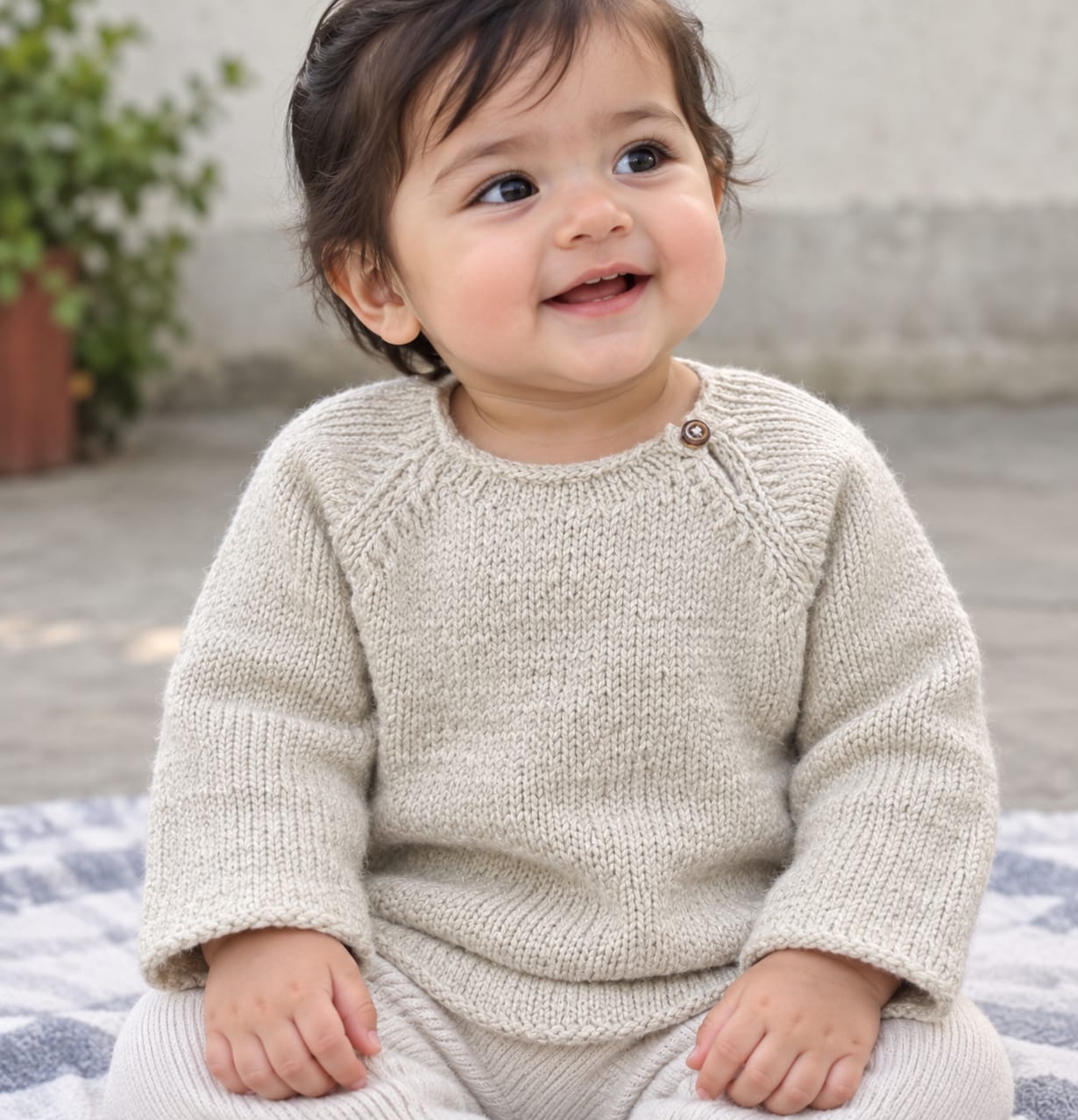 Beige Merino Kids Cardigan Himalayan