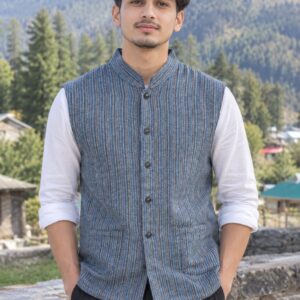 Blue-Gray Lamb Wool Sleeveless Jacket