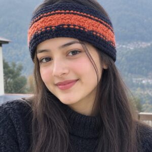 Black-Orange Striped Merino Headband