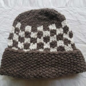 Olive-White Angora Fold Cap