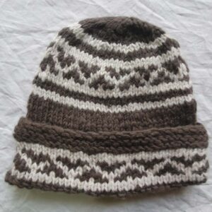 Olive-Beige Angora Fold Cap