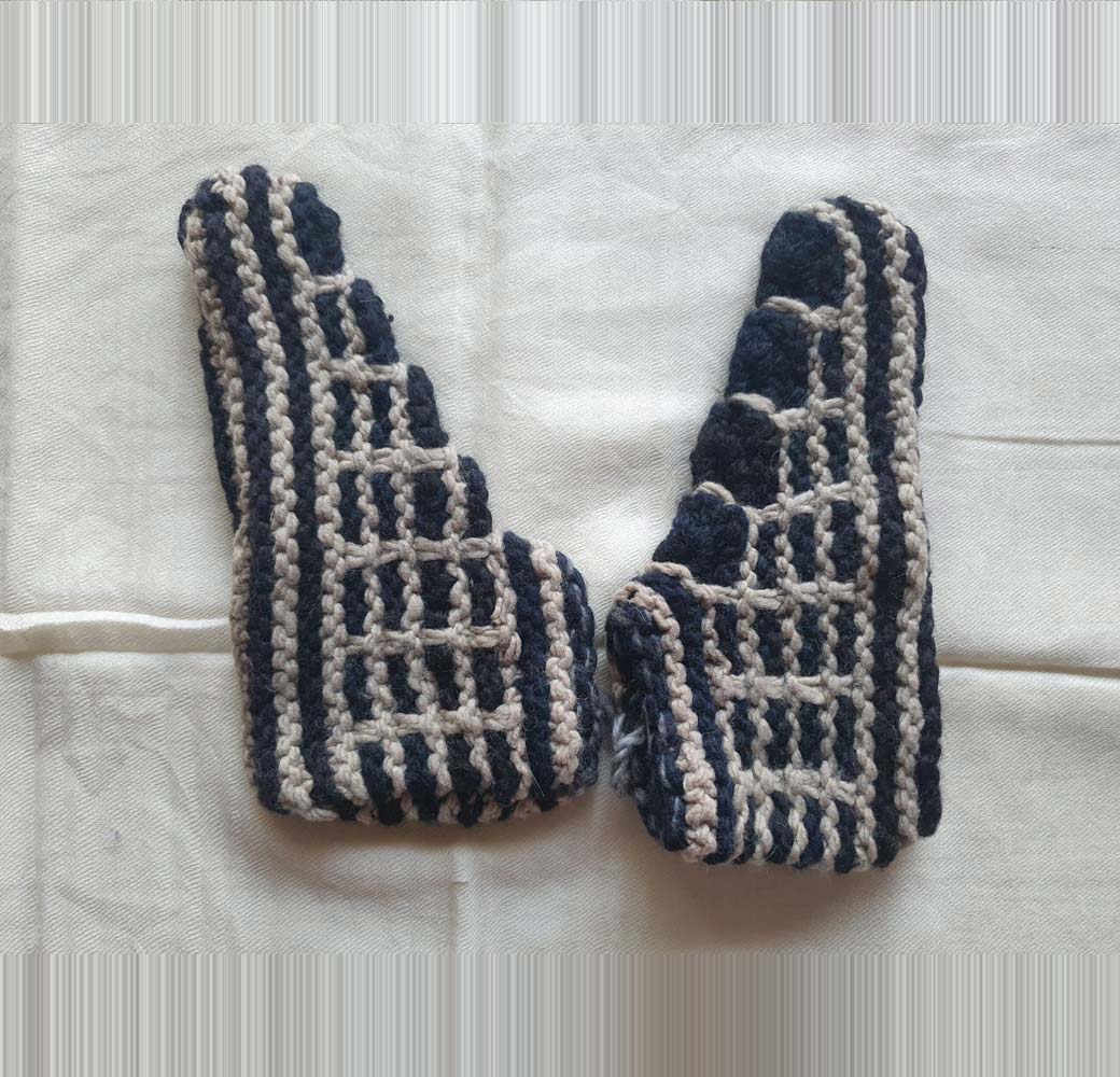 Beige-Black Merino Booties