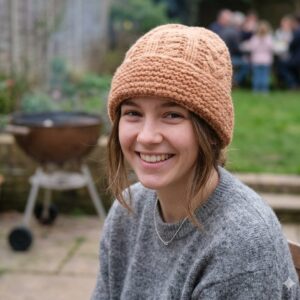 Orange Angora Fold Cap handmade from Angora wool by Kullu Karishma