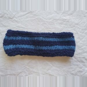 Blue Striped Angora & Merino Headband