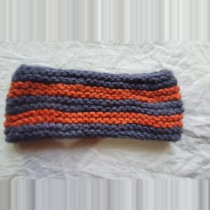 Gray-Orange Striped Merino Headband