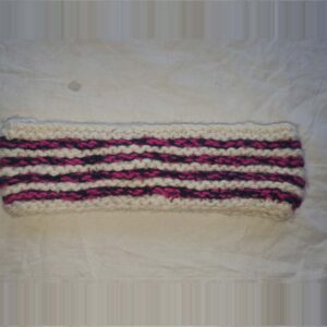 White-Pink Striped Angora & Merino Headband