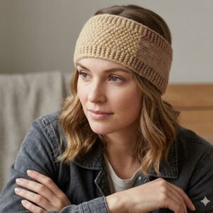 Yellow-Beige Angora Merino Headband
