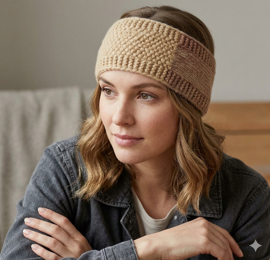 Yellow-Beige Angora Merino Headband