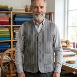 Striped Lamb Wool Sleeveless Jacket