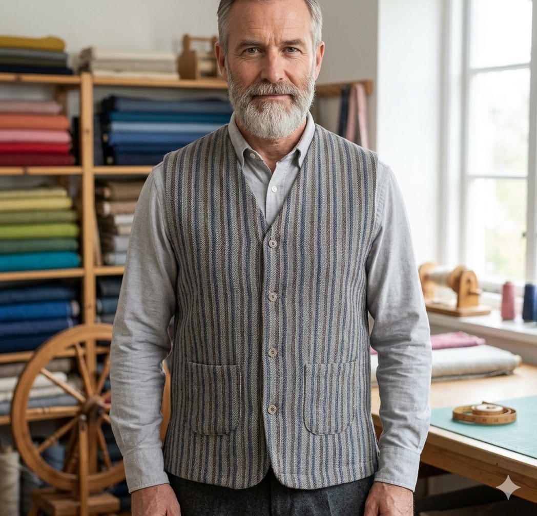 Striped Lamb Wool Sleeveless Jacket