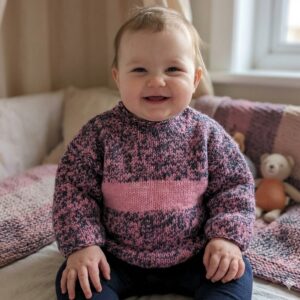Pink-Black Merino Kids Cardigan