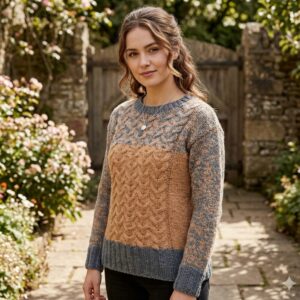 Brown-Blue Angora & Merino Sweater
