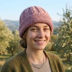 Pink Angora & Merino Fold Cap handmade by Kullu Karishma