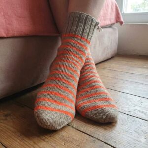 Brown-Orange Merino Heel Less Socks