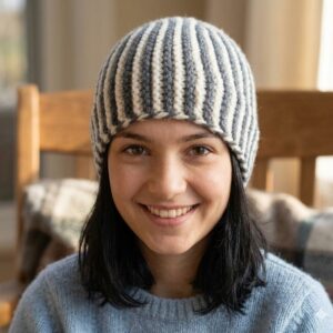 White-Black Merino Cap