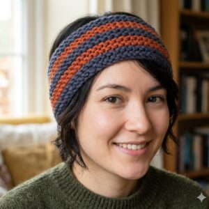 Gray-Orange Striped Merino Headband