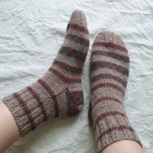 Brown-Red Angora & Merino Long Socks