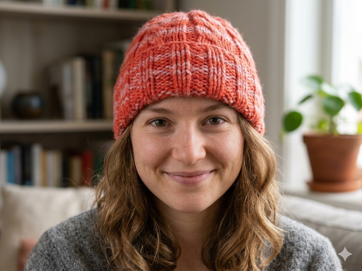 Orange Long Angora Cap