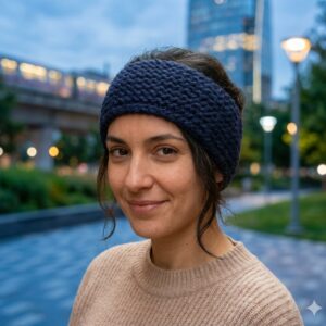 Navy Blue Angora & Merino Headband