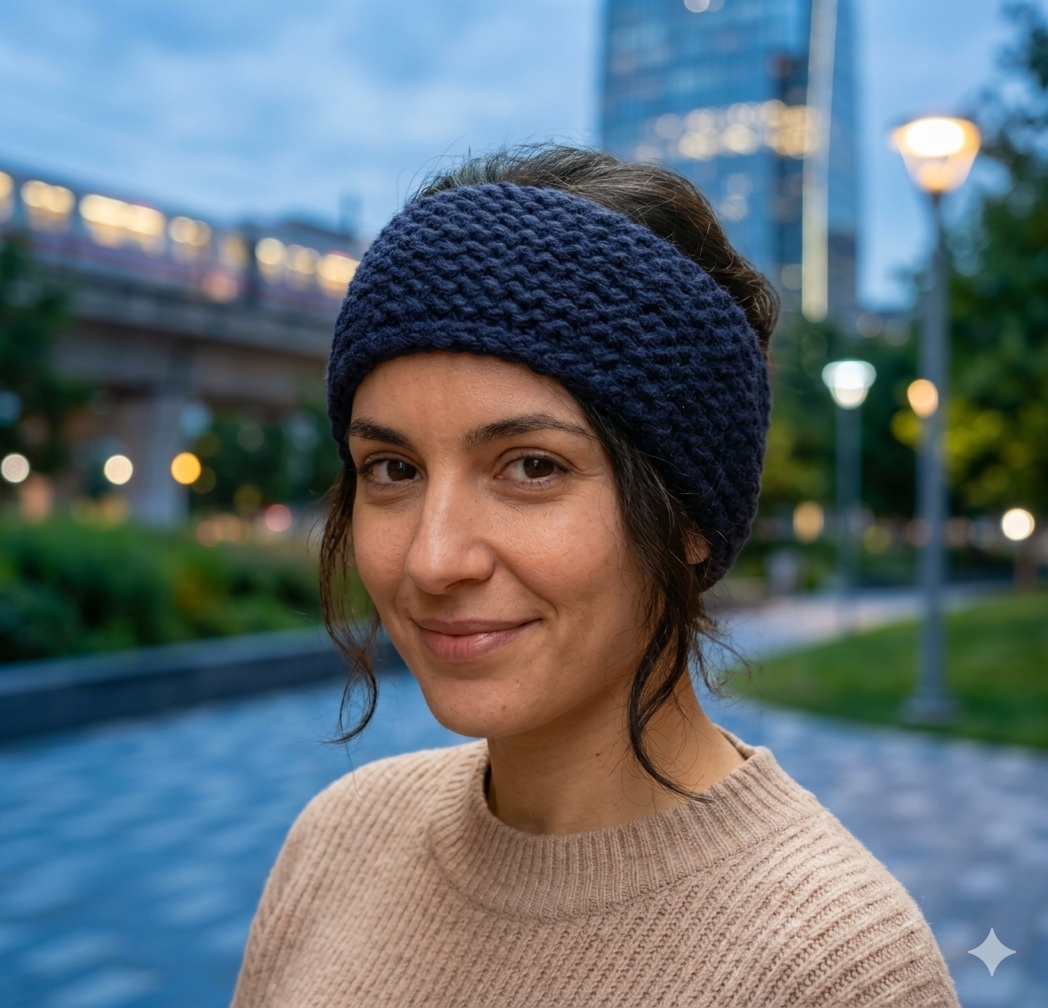 Navy Blue Angora & Merino Headband