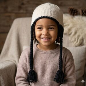 White Angora & Merino Kids Cap
