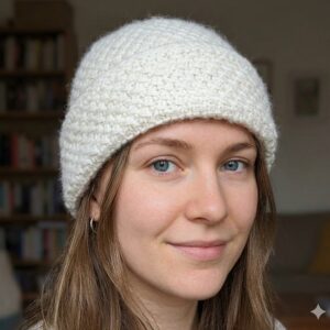 White Angora Fold Cap handmade from Angora wool by Kullu Karishma