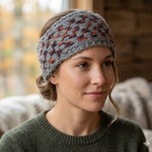 Gray-Orange Merino Headband