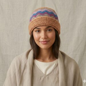 Multicolor Angora Fold Cap